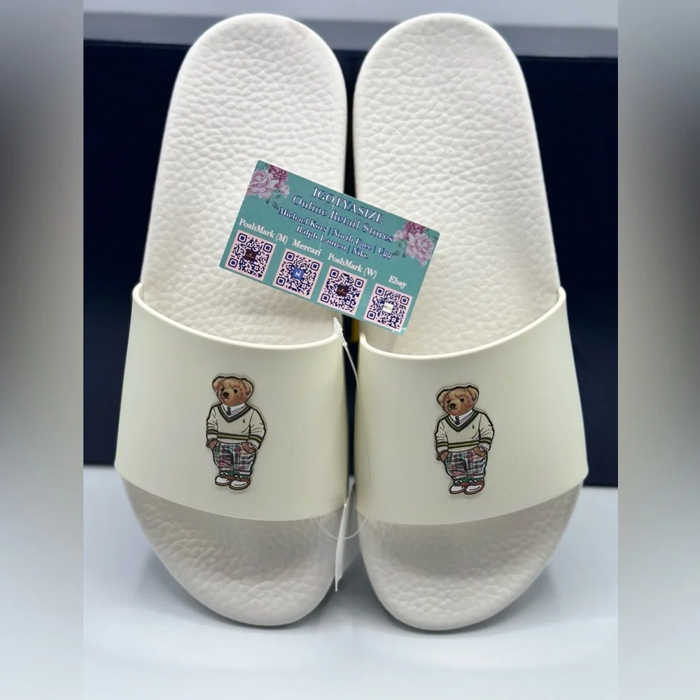 POLO‎ RALPH LAUREN SWEATER BEAR SLIDES